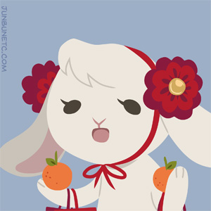 Cast ID picture of JunBun, the white rabbit mascot.